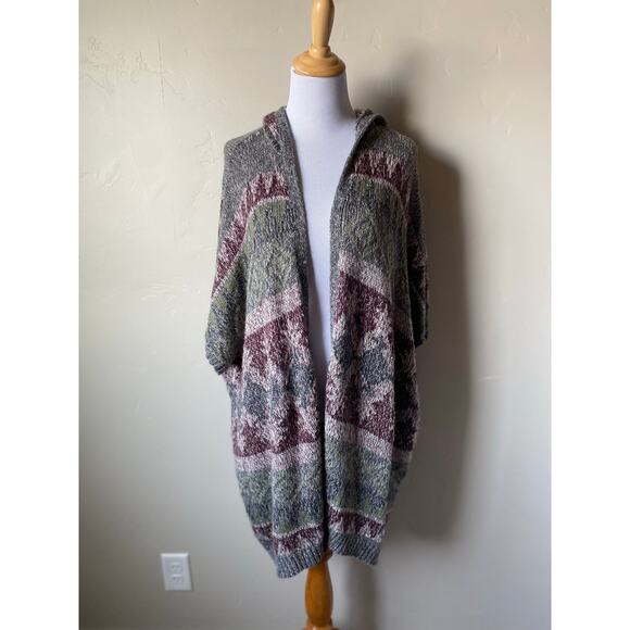 Tokyo Darling Oversized Hooded Long Slouchy Short Sleeved Open Cardigan- Sz M/L - Picture 7 of 9
